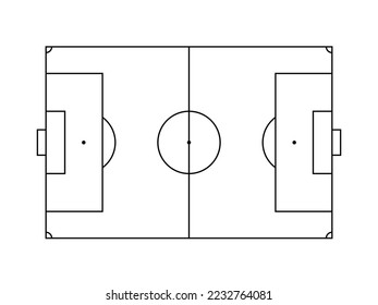 A football pitch also known as a foot ball field, soccer field or soccer pitch for Art Illustration, Apps, Website, Pictogram, Infographic, News, or Graphic Design. Vector Illustration