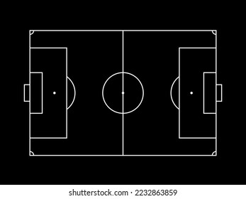 A football pitch also known as a foot ball field, soccer field or soccer pitch for Art Illustration, Apps, Website, Pictogram, Infographic, News, or Graphic Design. Vector Illustration