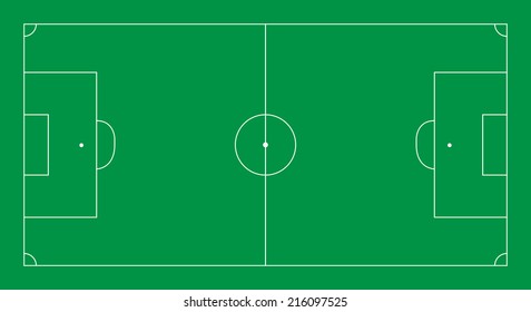 football pitch layout - white lines on green - vector