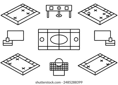 Football Pitch Line Art Classic Stadium Illustration for Decor