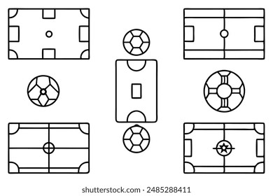 Football Pitch Line Art Detailed Hand Drawn Pitch Illustration