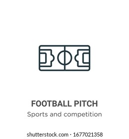 Football pitch outline vector icon. Thin line black football pitch icon, flat vector simple element illustration from editable sports and competition concept isolated stroke on white background