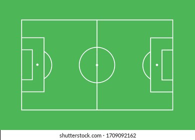 Football Pitch And Soccer Field - Playground For Playing Sport. Vector Illustration.