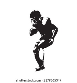 Football player, abstract isolated vector silhouette. American football logo. Side view