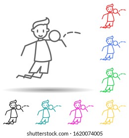 football player accepts pass multi color style icon. Simple thin line, outline vector of soccer in action icons for ui and ux, website or mobile application