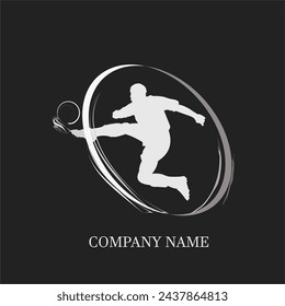 Football Player in Action Logo - Ball on Fire 