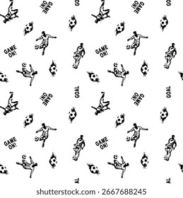 Football player action seamless pattern