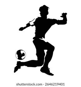 Jogador de futebol em ação Vetor, Kick Pose Illustration.
