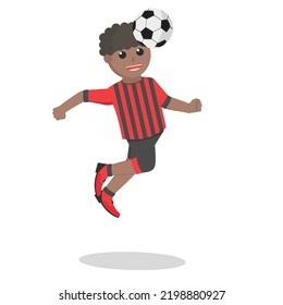 football player african jumping And heading ball design character on white background