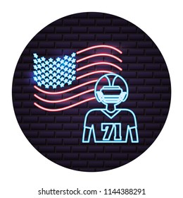 football player american flag labor day neon