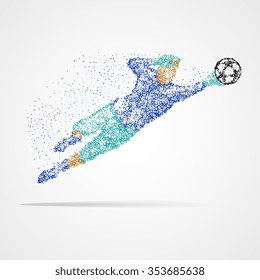 Football player with the ball circles. Vector illustration.