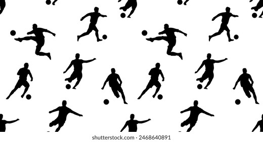 futbol. futbolista. pelota. juego. campo de futbol. deporte. color negro. una sombra. hombre. forma. hermosa silueta. Vector. sobre fondo blanco.