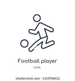football player with ball icon from sports outline collection. Thin line football player with ball icon isolated on white background.
