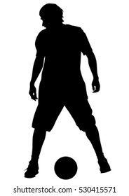 Football player with the ball on white background