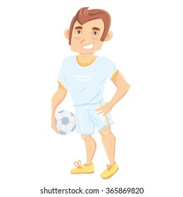Football player with football ball in sport uniform.