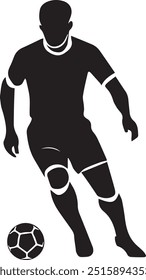 A football player with a ball vector created for various teams. The design is clean and striking, making it perfect for logos, posters, t-shirts, and other graphic projects