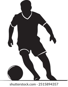 A football player with a ball vector created for various teams. The design is clean and striking, making it perfect for logos, posters, t-shirts, and other graphic projects