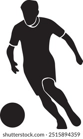 A football player with a ball vector created for various teams. The design is clean and striking, making it perfect for logos, posters, t-shirts, and other graphic projects