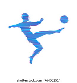Football player with ball. Vector illustration. Sport symbol. 