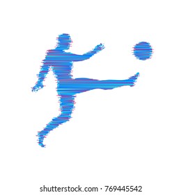 Football player with ball. Vector illustration. Sport symbol. 