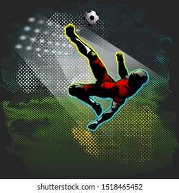 Football player bicycle kick sport vector illustration