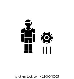 Football player black icon concept. Football player flat  vector symbol, sign, illustration.