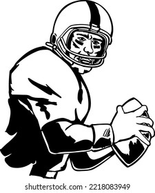 Football Player Black and White Vector Illustration