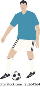 Football Player Cartoon Character on White Background. Vector Graphic in Flat Style.