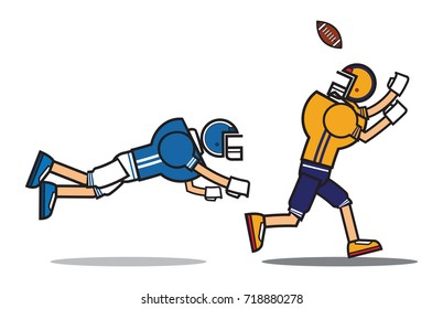 football player cartoon character. Rugby. American football. vector illustration.