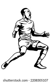 Football player celebrating his goal scoring on field - Out line