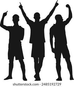 football player celebration after goal silhouettes