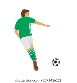 Football player character in action isolated on white background.
