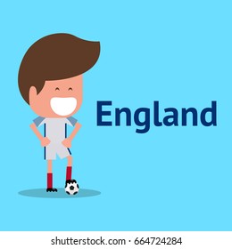 Football player character. British soccer player. National England. Cartoon Flat Design. vector illustration