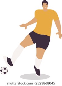 Football Player Character in Flat Cartoon Concept. Vector Illustration Design