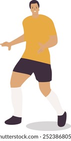 Football Player Character in Flat Cartoon Concept. Vector Illustration Design