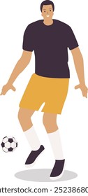 Football Player Character in Flat Cartoon Concept. Vector Illustration Design