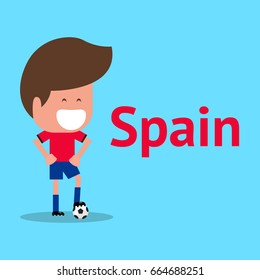 Football player character. Spanish soccer player. Cartoon Flat Design. vector illustration