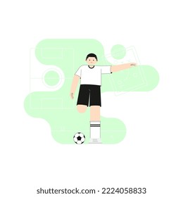 A football player dribbles the ball. Flat illustration.
