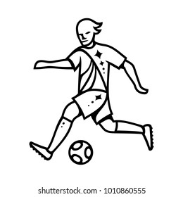 Football Player Dribbling With A Ball 5
