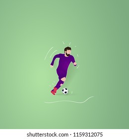 football player dribbling a ball. soccer paper cut design style.