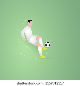 football player dribbling a ball. soccer paper cut design style.
