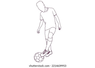 football player dribbling hand drawn style vector illustration