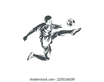 football player figure, free kick style, vector