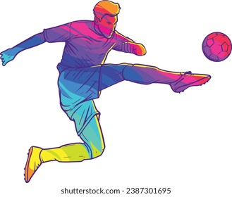 football player freekick shot vector dynamic colorful abstract illustration