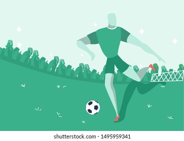 Football player in the game. Flat vector illustration.