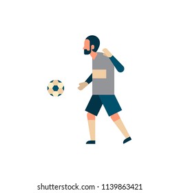 Football player goalkeeper with ball isolated sport championship flat character full length vector illustration