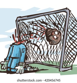 football player goalkeeper head off

