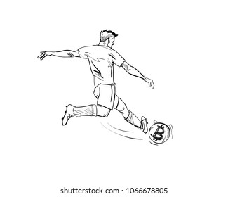 Football player. Hand drawn sketch. Vector illustration.