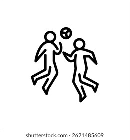 football player heading ball outline icon. figure stick play football line art illustration.