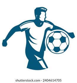 Football Player Hold a Ball Vector Illustration 